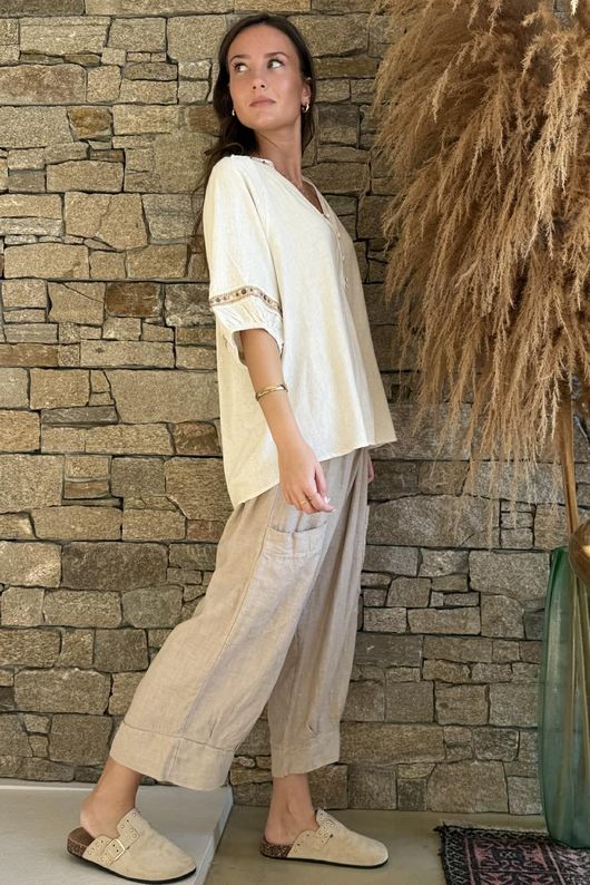 Dalt Vila Peasant Blouse Stone